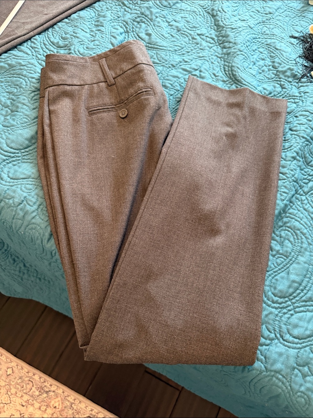 W by White House Black Market Women's Straight Leg Trousers in Charcoal Gray